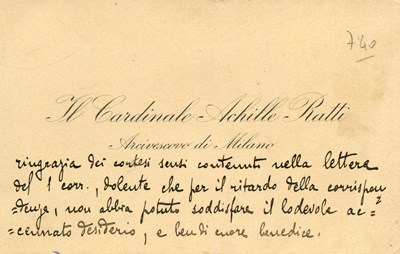 Lot 555 - PIUS XI: (1857-1939)