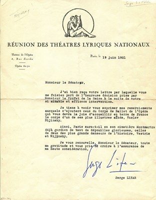 Lot 681 - LIFAR SERGE: (1905-1986)