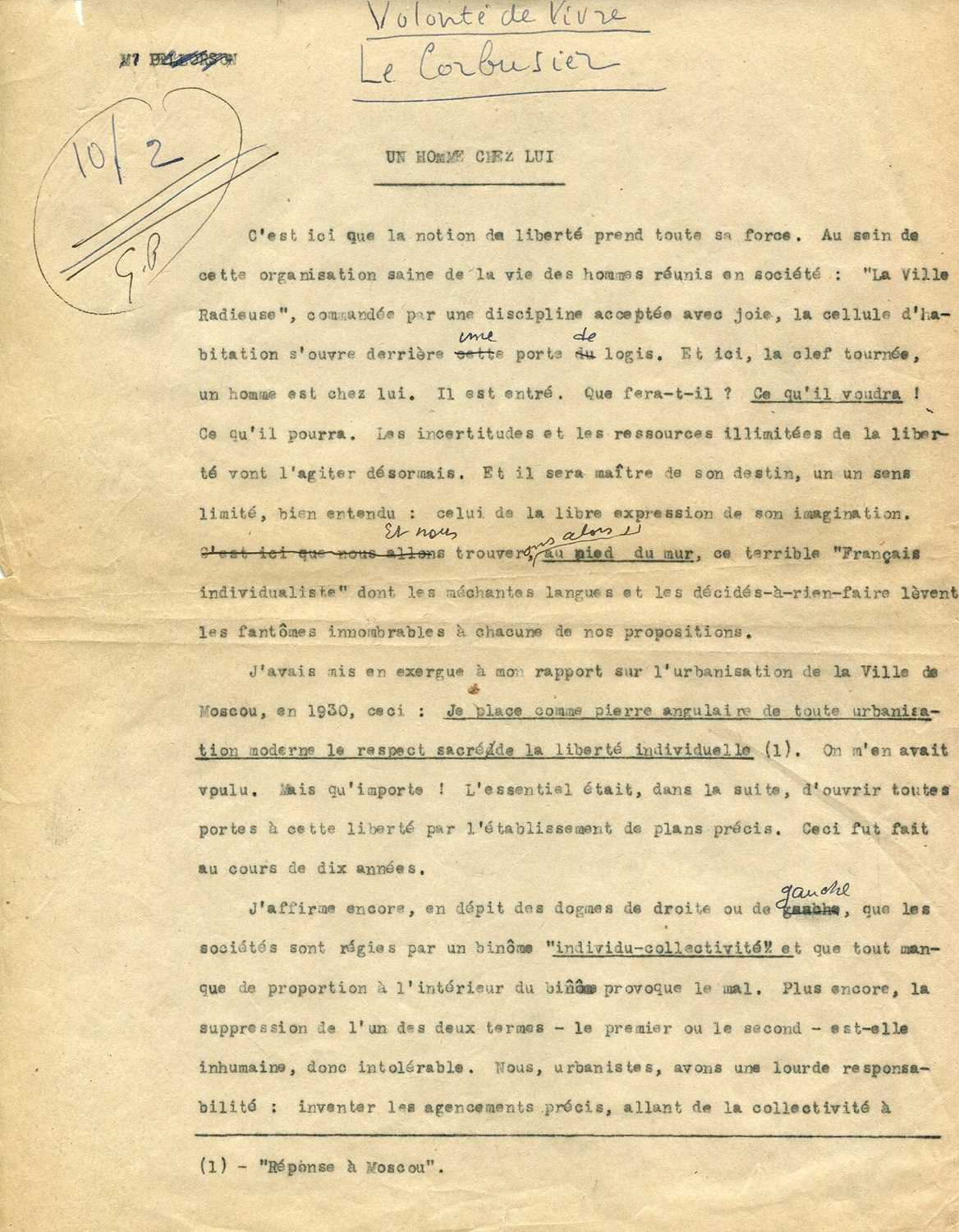 Lot 339 - LE CORBUSIER: (1887-1965)