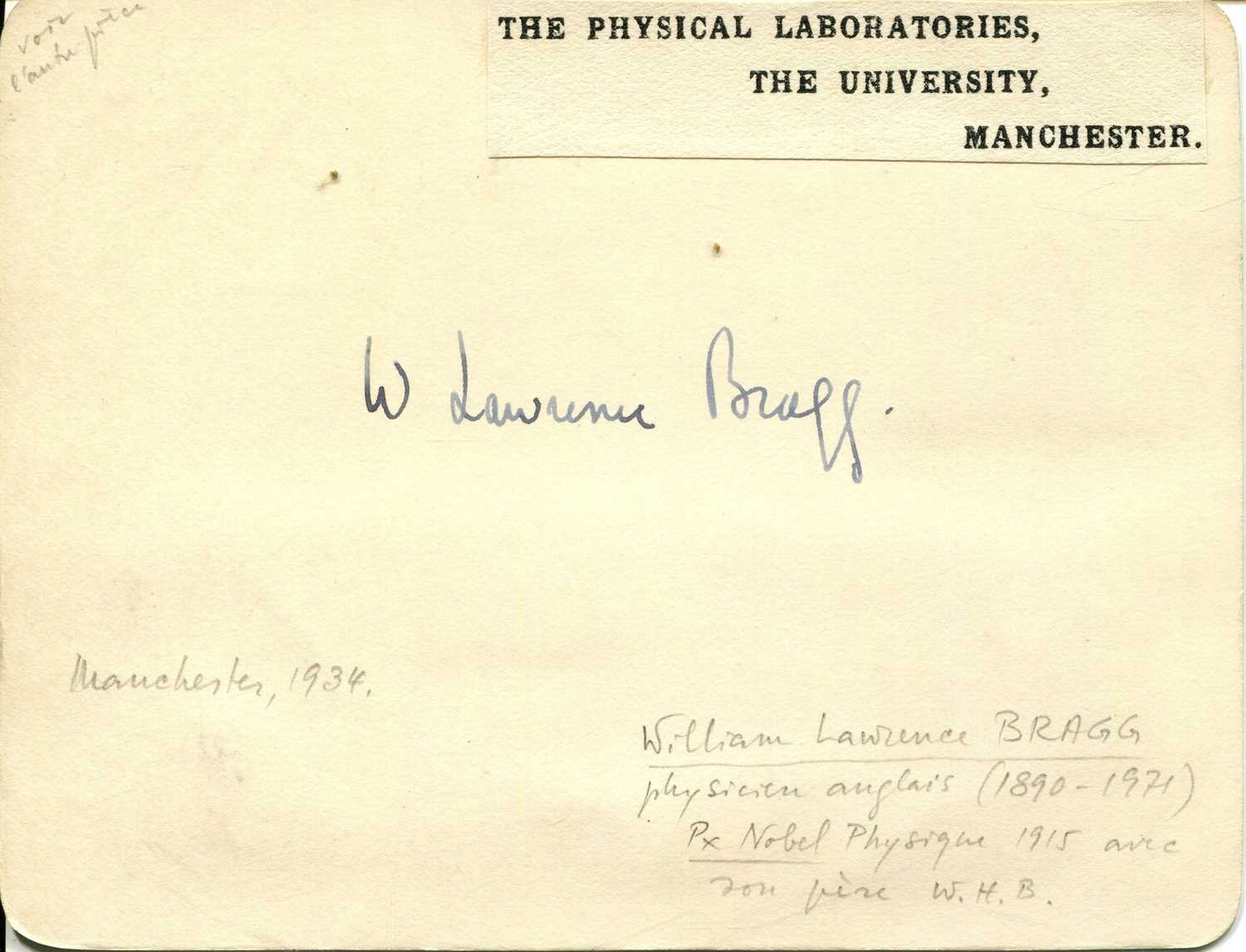 Lot 1125 - BRAGG LAWRENCE: (1890-1971)