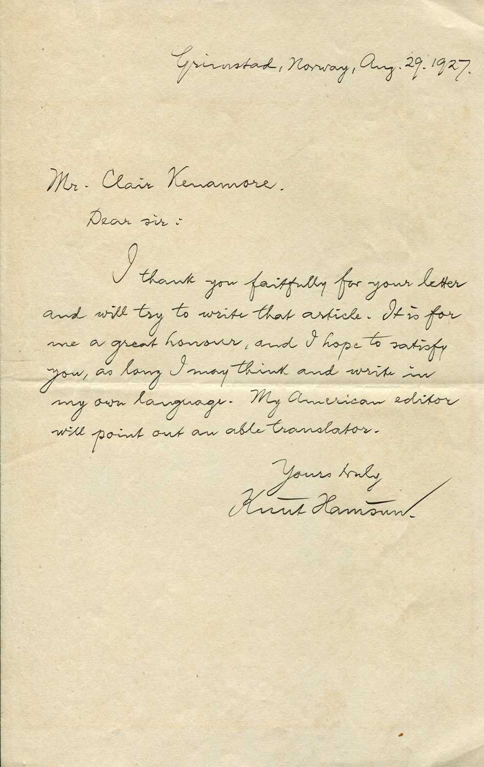 Lot 1611 - HAMSUN KNUT: (1859-1952)