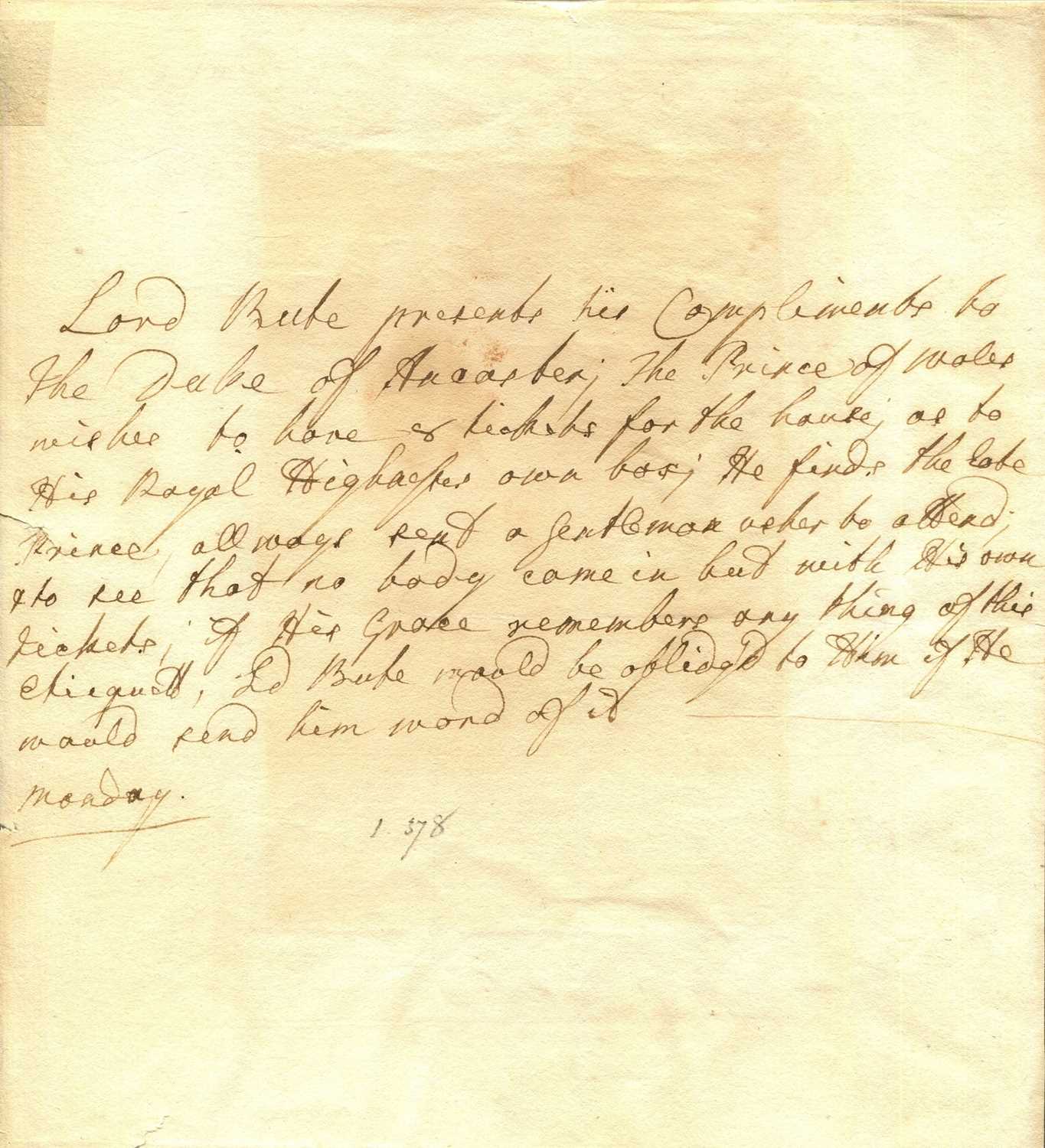 Lot 448 - BUTE EARL OF: (1713-1792)