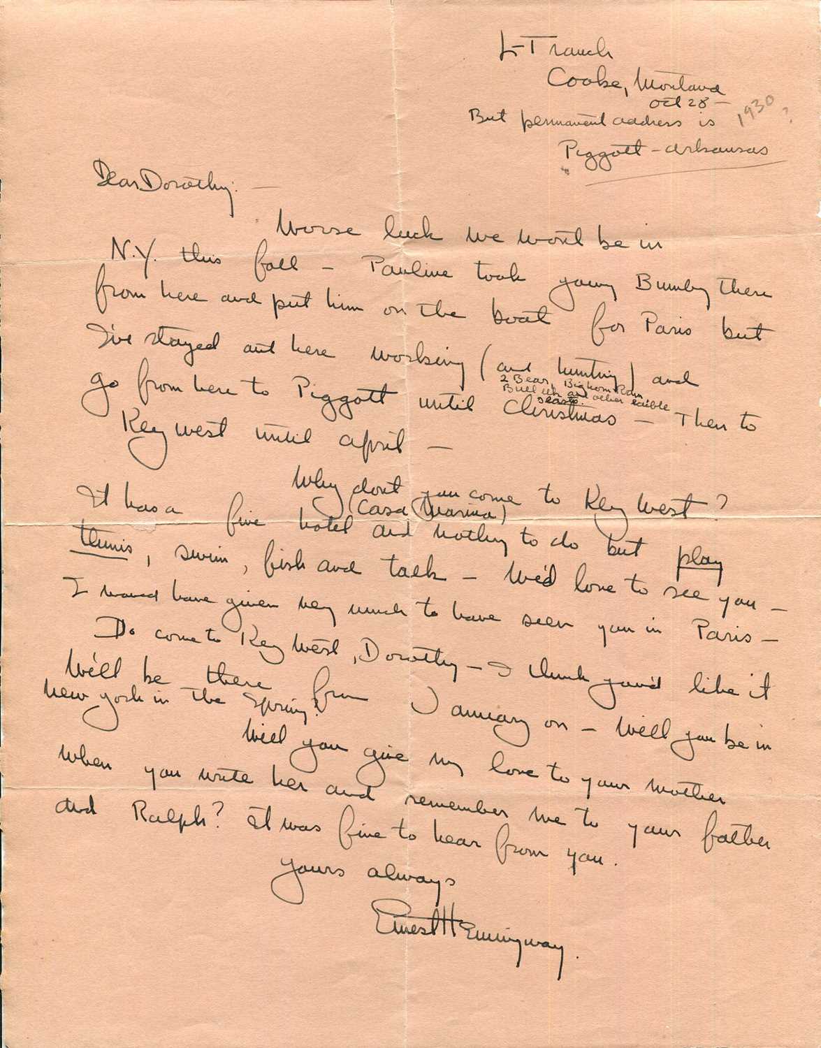 Lot 928 - HEMINGWAY ERNEST: (1899-1961)