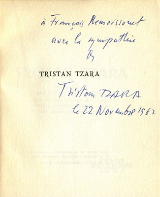 Lot 877 - TZARA TRISTAN: (1896-1963)