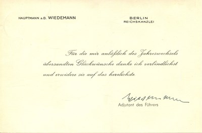 Lot 1048 - WIEDEMANN FRITZ: (1891-1970)
