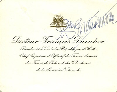 Lot 1226 - DUVALIER FRANÇOIS: (1907-1971)