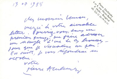 Lot 797 - ALECHINSKY PIERRE: (1927- )