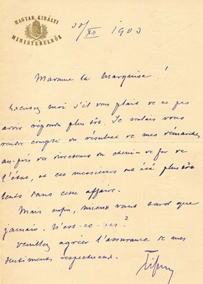 Lot 1186 - TISZA ISTVÁN: (1861-1918)