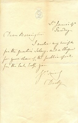 Lot 1199 - DERBY EARL OF: (1799-1869)