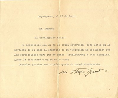 Lot 837 - ORTEGA Y GASSET JOSE: (1883-1955)