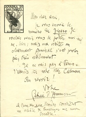 Lot 871 - D´ANNUNZIO GABRIELE: (1863-1938)