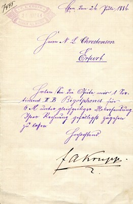Lot 586 - KRUPP FRIEDRICH ALFRED: (1854-1902)