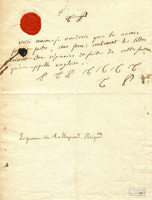 Lot 1174 - TALLEYRAND-PERIGORD CHARLES MAURICE DE: (1754-1838)