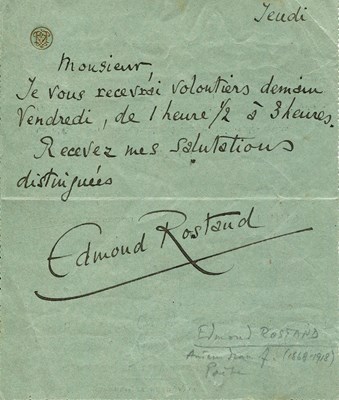 Lot 856 - ROSTAND EDMOND: (1868-1918)